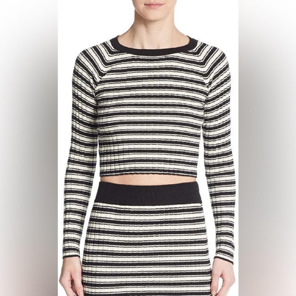 For Love and Lemons Knitz Cropped Striped Sweater Size Small